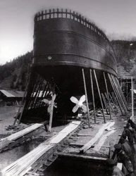 Værft nr. 647, Baikal. Viser et agterudsnit af den isbrydende togfærge Baikal på lageret